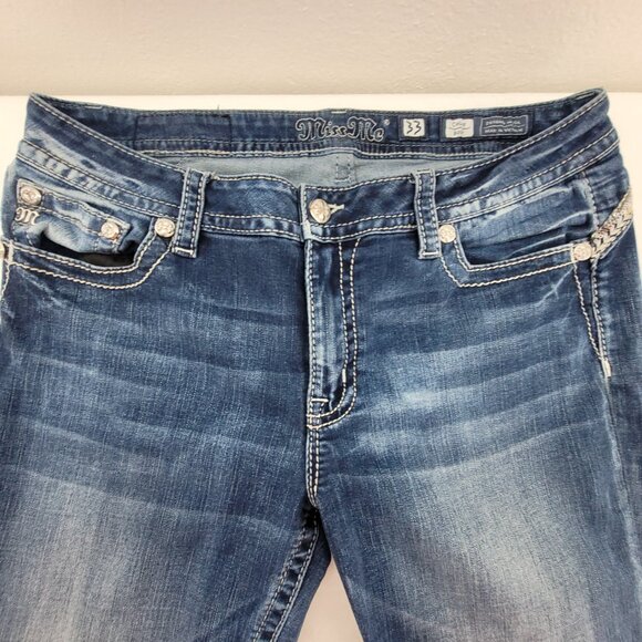 Miss Me Jeans Women's 33 Blue Chloe Boot Cut Damage on right hip see pics - Picture 16 of 16